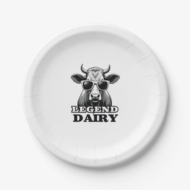 Legend Dairy Funny Farmer Cow Farmer Pun Graphic T Pappteller (Vorderseite)