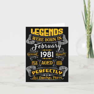 Legend Februar 1981 Vintage 45. Geburtstag Tees Karte