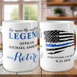 Legend hat Thin Blue Line Personalisiert Kaffeetasse<br><div class="desc">Der Mann, der Mythos, die Legende! Thin Blue Line Police Retirement Kaffee Tasse . USA amerikanische Flagge Design in Police Flag Farben, moderne trendige Schwarz-weiß und blau Design. Personalisieren Sie mit dem Namen der Polizeibeamten, Abteilung und Datum der Pensionierung. Sehen Sie sich unsere Kollektion an, um die Einladungen der Polizei...</div>
