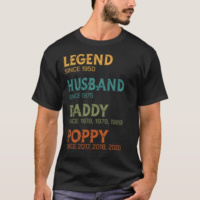 Legend Husband Daddy Poppy Custom Year Geschenk T-Shirt (Vorderseite)