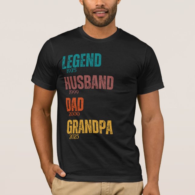 Legend Husband Vater Opa Custom Years Retro T-Shirt (Vorderseite)
