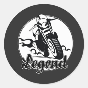 Legend Motorrad-T - Shirt Runder Aufkleber