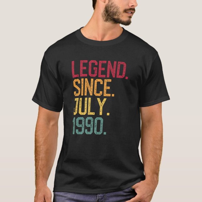 Legend Seit Juli 1990 30. Geburtstag Shirt Männer  (Vorderseite)