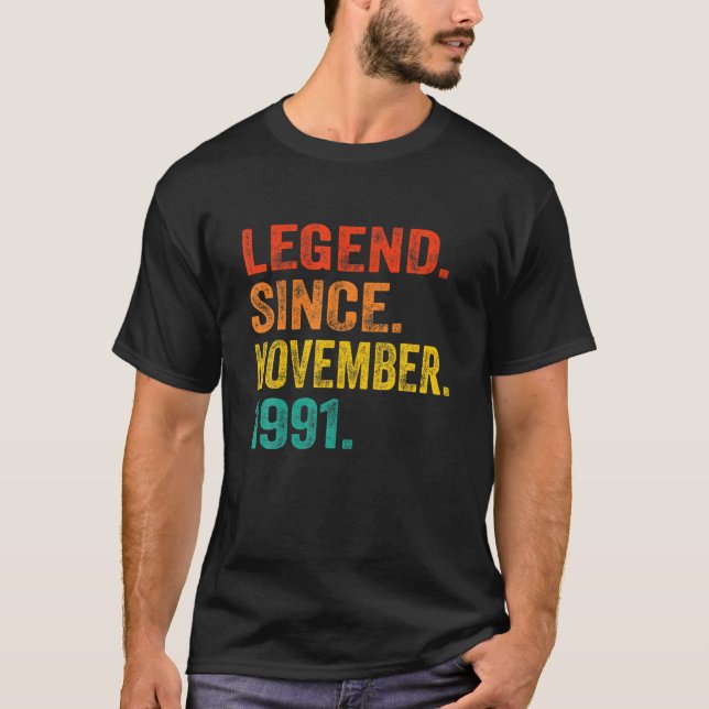 Legend Seit November 1991 31St Birthday Retro 31 T-Shirt (Vorderseite)