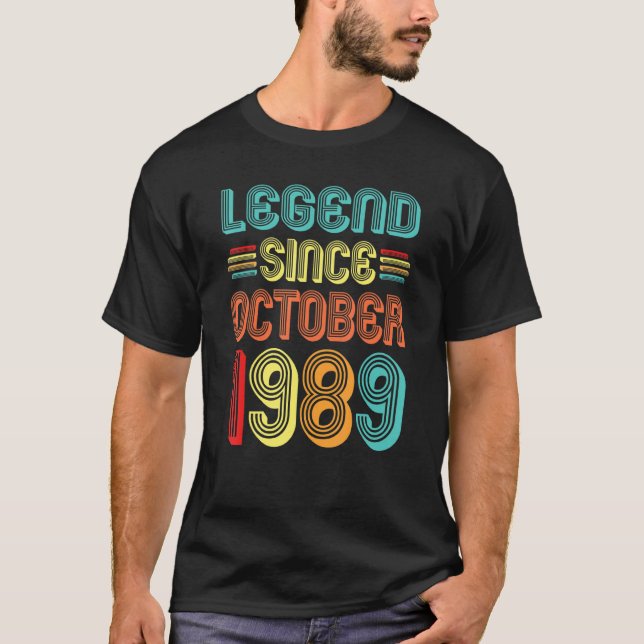 Legend Seit Oktober 1989 Retro 33 Jahre alt 33. T-Shirt (Vorderseite)