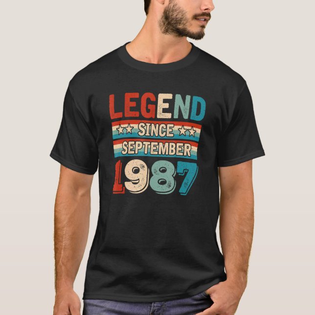 Legend Seit September 1987 Retro 35 Jahre alt 35. T-Shirt (Vorderseite)