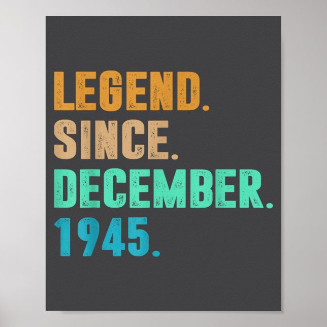 Legend Since December 1945 Birth Of Birthday 1945  Poster (Vorne)