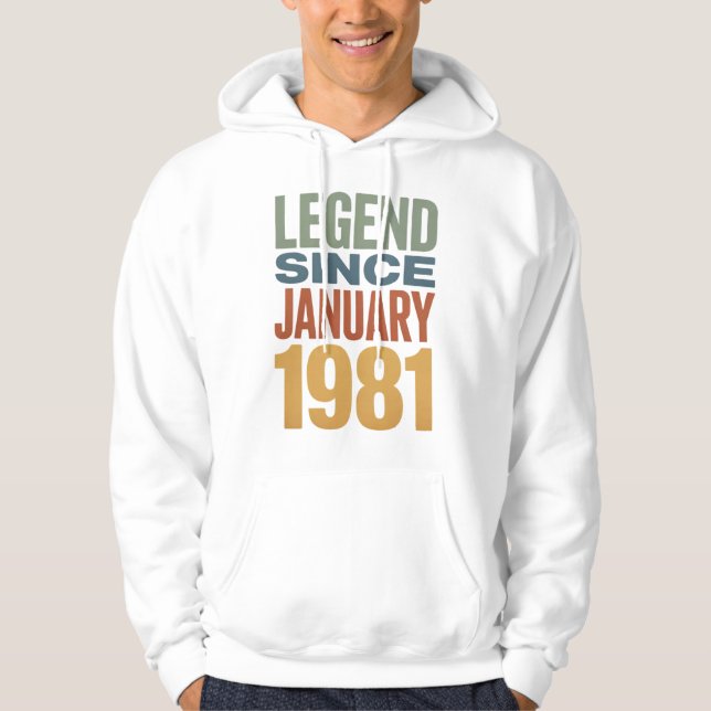Legend Since January 1981 Retro Birthday Classic Hoodie (Vorderseite)