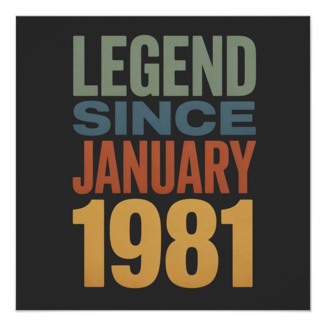 Legend Since January 1981 Retro Birthday Classic Poster (Vorderseite)