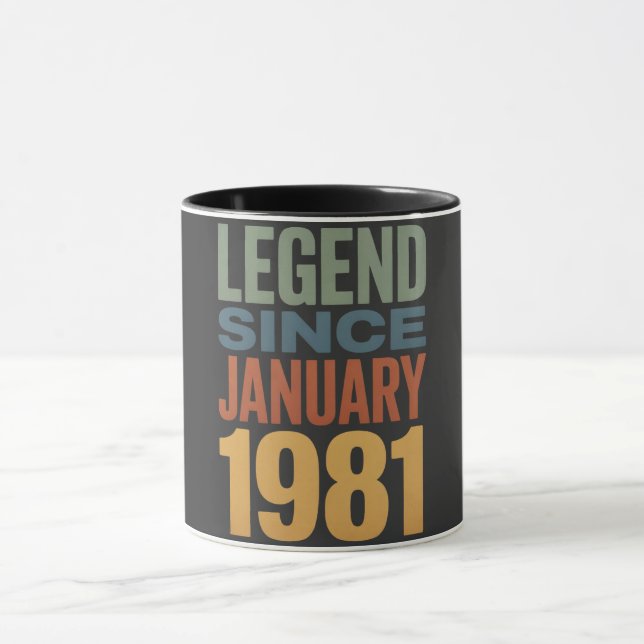 Legend Since January 1981 Retro Birthday Classic Tasse (Zentrum)