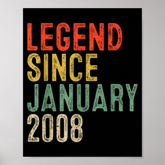 Legend Since January 2008 18th Birthday 18 Year Ol Poster (Vorne)