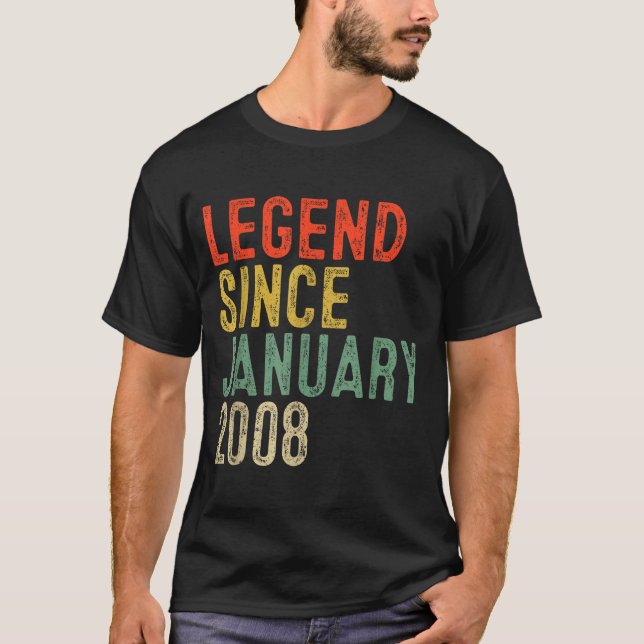 Legend Since January 2008 18th Birthday 18 Year Ol T-Shirt (Vorderseite)