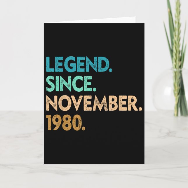 Legend Since November 1980 Apparel  Karte (Vorderseite)