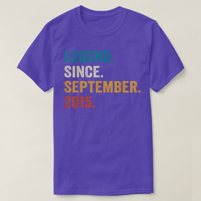 Legend Since September 2015 7th Birthday Gifts 7 Y T-Shirt (Design vorne)