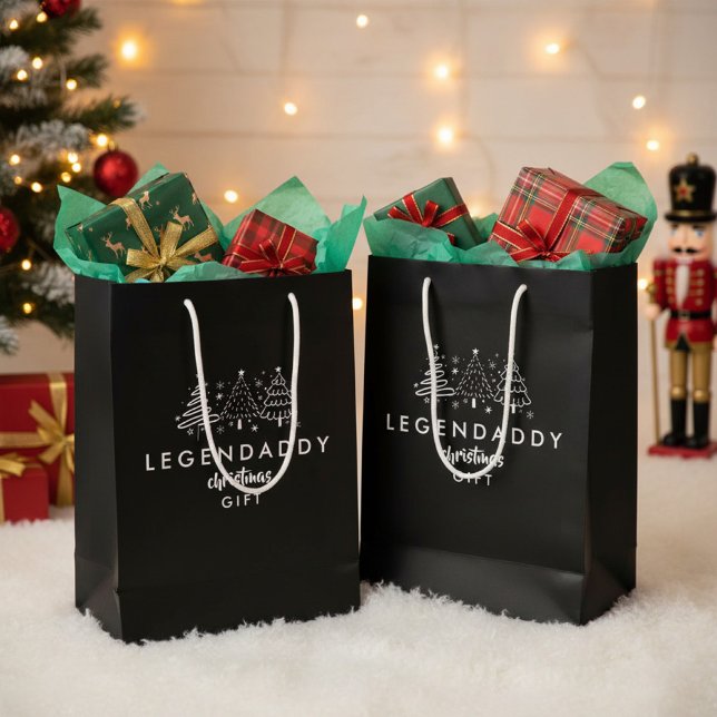 Legendaddy für legendäre Vater - Minimalistische W Mittlere Geschenktüte (christmas gift bag black for dad)