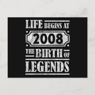 Legendär geboren 2008 Retro Vintage Geburtstagsges Postkarte