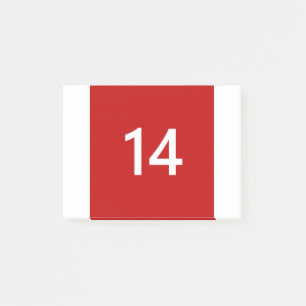 Legendär Nr. 14 in rot und weiß Post-it Klebezettel