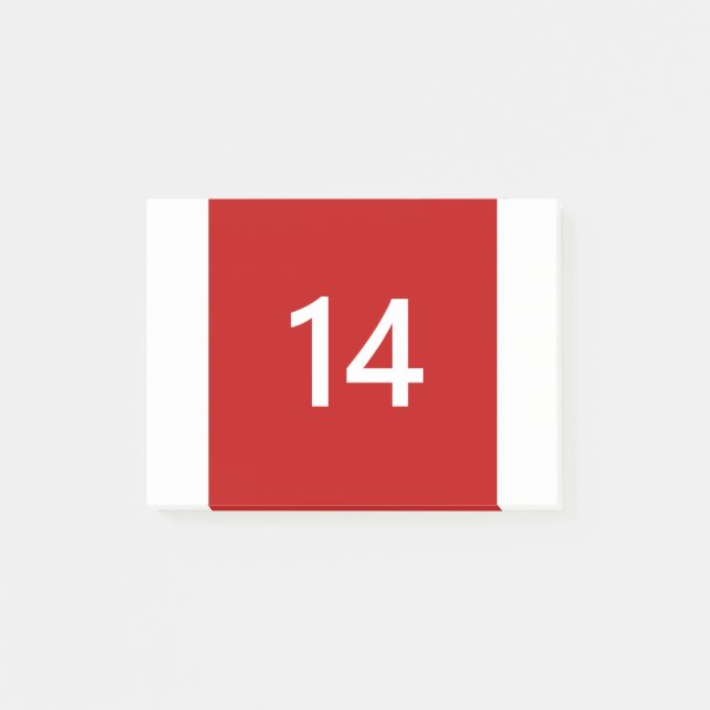 Legendär Nr. 14 in rot und weiß Post-it Klebezettel (Vorderseite)