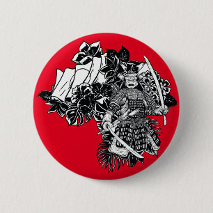 Legendär Samurai Warrior mit Katana Design Button