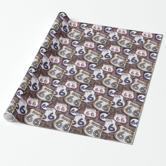 Legendäre Route 66 Geschenkpapier (Ungerollt)