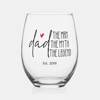 Legendäre Vater Glass Gift mit Herz-Trinkbehälter Weinglas Ohne Stiel