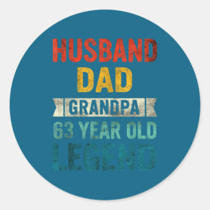 Legendärer Ehemann Vater Opa 63 Runder Aufkleber