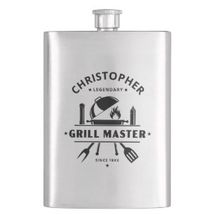 Legendärer Grillmeister BBQ Schwarzer Persönlicher Flachmann