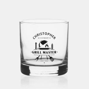 Legendärer Grillmeister   Schwarzes, individuelles Whiskyglas