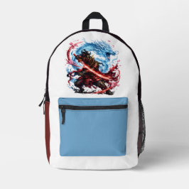 Legendärer Samurai & Blue Dragon Becher | Japanisc Bedruckter Rucksack