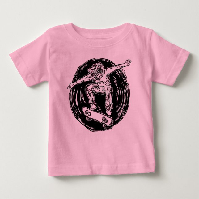 Legendärer Skater beim Skateboarden im Mittelluftb Baby T-shirt (Vorderseite)