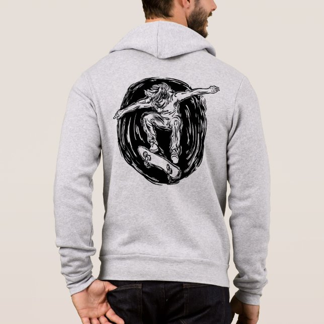 Legendärer Skater beim Skateboarden im Mittelluftb Hoodie (Rückseite)