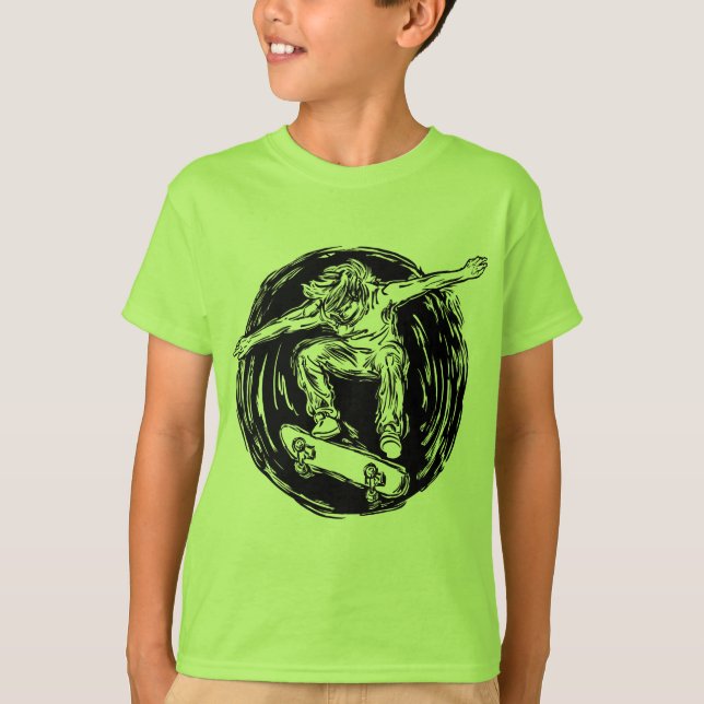 Legendärer Skater beim Skateboarden im Mittelluftb T-Shirt (Vorderseite)