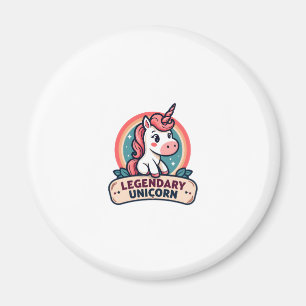 Legendäres Einhorn Vintage Retro Cartoon Vektor De Magnet