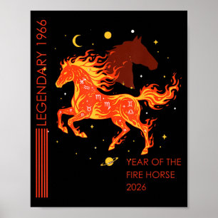 Legendäres Feuerpferd 1966 60. Geburtstag 2026 Ret Poster
