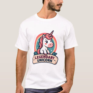 Legendäres Vintage-Retro-Cartoon-Vektor-Einhorn De T-Shirt