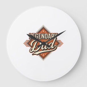 Legendäres Vintage-T-Shirt-Design mit Vater-Gravur Große Wanduhr