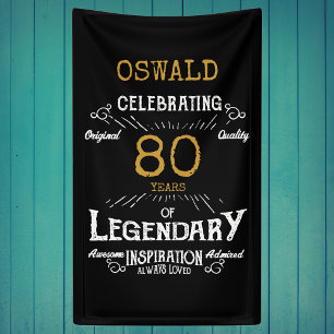 Legendary Black Gold Retro 80. Geburtstag Banner