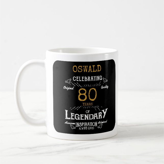 Legendary Black Gold Retro 80. Geburtstag Kaffeetasse (Links)