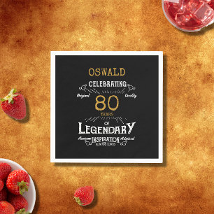 Legendary Black Gold Retro 80. Geburtstag Serviette
