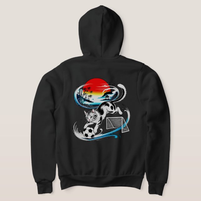 Legendary Japanese Soccer Cat - Streetwear Gift Hoodie (AblageHinten)