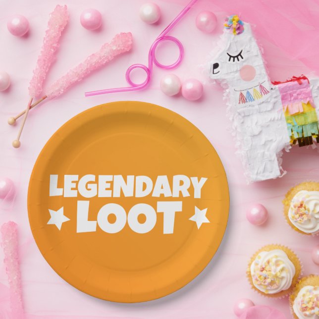 Legendary Loot Gamer Kids Yellow Text Slogan Pappteller (Party)