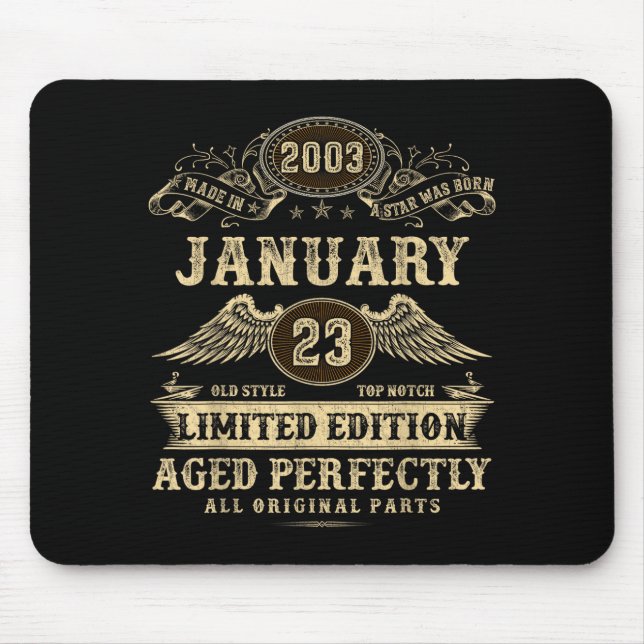 Legendary Man Born January 2003 23rd Birthday  Mousepad (Vorne)