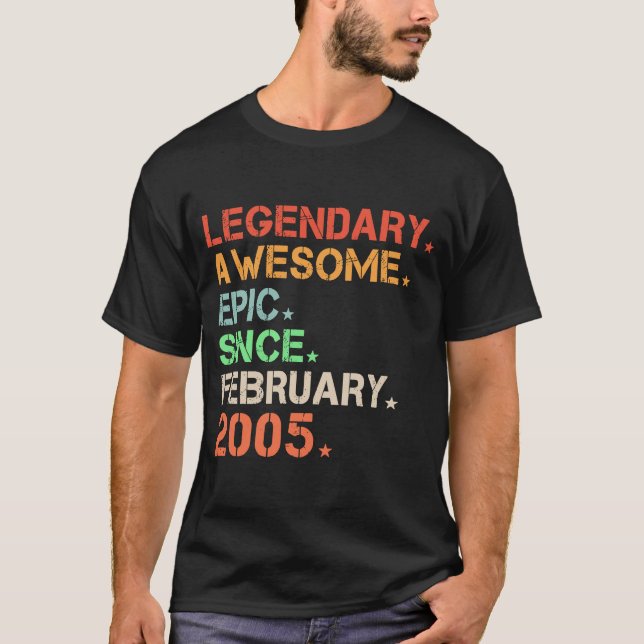 Legendary Phantastisch Epic Seit Februar 2005 Retr T-Shirt (Vorderseite)