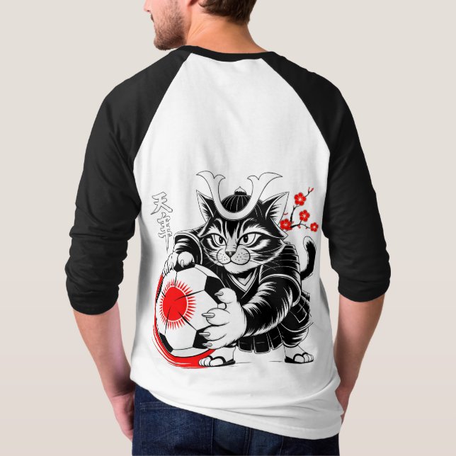 Legendary Samurai Soccer Cat Sports Casual Gear T-Shirt (Rückseite)