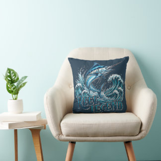 Legende beim Angeln im Marlin-Ozean Design Kissen