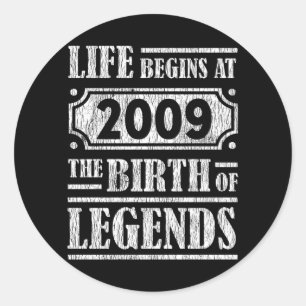 Legende, geboren 2009, Retro-Vintage-Geschenk zum Runder Aufkleber