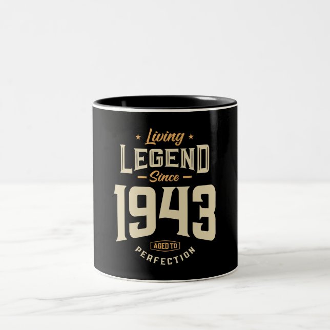 Legende seit 1943 80. Geburtstag Zweifarbige Tasse (Mittel)