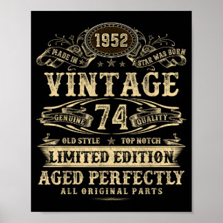 Legende seit 1952 Vintage 74. Geburtstag für ihn Poster