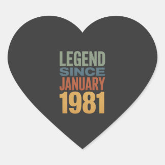 Legende seit Januar 1981 Retro-Geburtstag Klassike Herz-Aufkleber