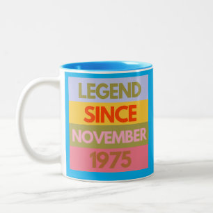 Legende seit NOVEMBER 1975 50. Geburtstag 50 Jahr Zweifarbige Tasse